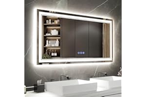 baklon 120x70cm,Doble Marco Espejo-Baño-LED con Antivaho, Regulable, 3 Temperaturas Color, Función Memoria, IP65, Vidrio Templado,[Clase de eficiencia energética E]