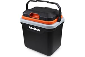 AooDen - Electric Car Cooler and Heater, 26 Quart Capacity, Ice Free Thermoelectric Cooler for Travel, Camping, Vehicles, Trucks, Home, 12V/24V DC & 120V AC