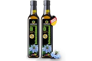 ‎KRÄUTERLAND N A T U R - Ö L M Ü H L E Kräuterland Schwarzkümmelöl 2X500ml (1Liter), gefiltert, naturrein ohne Zusatzstoffe, hoher Thymochinon, kaltgepresst, vegan, mild, glasflasche, mühlenfrisch direkt aus unsrer hessischen Ölmühle