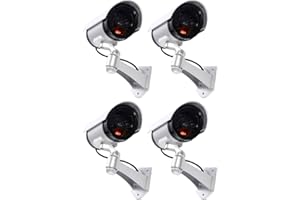 TEMPO DI SALDI Floureon atrapa kamery do użytku na zewnątrz, ze światłem LED, kolor srebrny, 4 sztuki