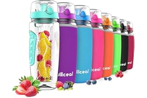 willceal Bouteille d'eau avec infuseur à Fruits 0,95 l Fabriquée en Tritan sans BPA, Couvercle à Rabat, Anti-Fuite Convient pour Le Sports et Le Camping