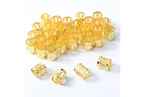 BREMOROU 100 Pcs Hair Cuffs Gold Dreadlock Beads Hair Jewelry Rings Decorations Dreadlocks Metal Cuffs Hairs Accessories Charms for Braids Women Hairs Clips Festival Gifts 0.374×0.315 ×0.315 Inch
