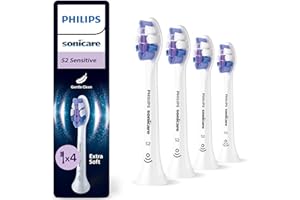 Philips Sonicare S2 Sensitive - têtes de brosse à dents de rechange d'origine, blanc, lot de 4, HX6054/87