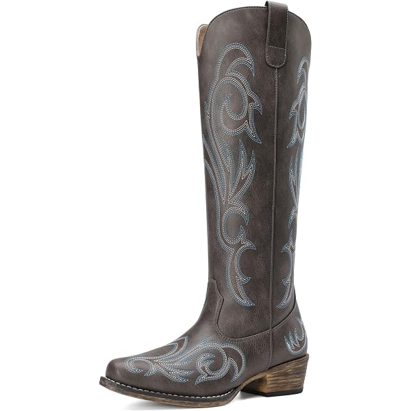 Stivali da Cowboy per Donna Stivali da Cowgirl Western Ricamati con Tacco Grosso Stivali a Punta Alti Fino al Ginocchio con linguette (Color : Blue, Size : 40 EU Stivali da Cowboy per Donna Stivali da Cowgirl Western Ricamati con Tacco Grosso Stivali a Punta Alti Fino al Ginocchio con linguette (Color : Blue, Size : 40 EU