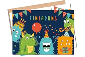 ‎MEINBABY123 MeinBaby123® | Kindergeburtstag Einladungskarten (Monster V1)