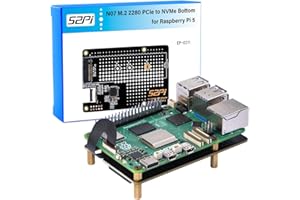 GeeekPi N07 M.2 PCIe a NVMe Bottom SSD Pip Periferica di Sostituzione per Raspberry Pi 5, Supporta M.2 Key-M NVMe 2230/2242/2260/2280 (SSD e Pi5 non inclusi)