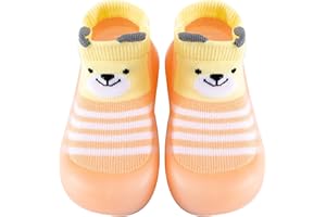 Aggroot Chaussons Chaussettes Antidérapants Bébé Semelle Souple Chaussures Premier Pas Doux Respirant pour Enfants Pantoufle - 0-24 Mois