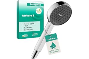 hansgrohe Activera Select S - vattenbesparande Duschmunstycke 8 l/min (EcoSmart), Handdusch med 2 stråltyper, runt Duschhuvud