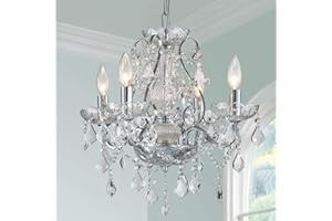 BESTIER - Lámpara colgante moderna de cromo con iluminación de cristal, lámpara de techo para comedor, baño, dormitorio, sala de estar, 4 bombillas E14 requeridas D51cm x H45cm