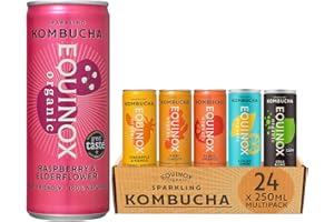 Equinox Kombucha 6 Flavour Mixed Case (24 x 250ml) | Brewed in UK with SCOBY, Green Tea & Raw Cane Sugar | Sparkling Live Cultured Probiotic Drink for Gut Health | No Sweeteners & 100% Natural