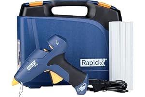 Rapid Pistolet à colle à chaud CG270 en coffret avec 10 bâtons de colle pour fixation et réparation avec câble amovible - Malette de rangement - Débit 350g/heure - 5001445