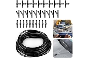 TNEDFOD 5m Scheibenwaschanlage Schlauch, Wischwasserschlauch Reparaturset, Isolierschlauch mit 30 Stücke Schlauchverbinder, Automotive Schlauch, Wischwasserschlauch Spritzwasserschlauch, Schwarz