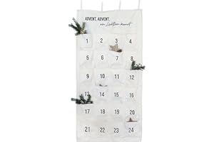 Papierdrachen Adventskalender 2025 - bestickter Stoff-Wandteppich „Ein Lichtlein brennt“ - mit Taschen zum Befüllen & Dekorieren - wiederverwendbar