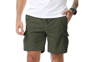 Suwangi Pantalones Cortos Hombre de Pana Cargo Casual Verano Bermudas Shorts con Múltiples Bolsillos