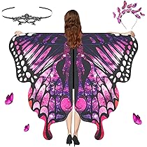 Vlinderkostuum voor dames, vlindervleugels voor volwassenen, vlindercape, vlindervleugels voor dames, voor carnaval, Pasen, party, cosplay, vlinderpak (felle kleur