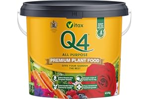 VITAX LTD Vitax Q4 All Purpose Plant Food, Fertiliser Enriched With Organic Nutrients, More Flowers, Bigger Yields, Slow Release - 4.5Kg Tub