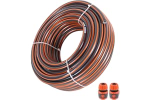 Alederways Garden Hose Pipe, 1/2" UV-Resistant Long Hose, 4 Layers Explosion Proof Braided Reinforced Outdoor Water HosePipes for Garden Including Hose End Quick Connector (Orange Grey, 10M/33Ft)