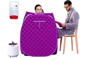 TECKZOON Sauna a Vapor Portátil, 1500W Mini Sauna de Vapor con Telemando, 5-95 Min Temporizador, Temperatura Ajustable en 9 Niveles, Cabina Sauna a Vapor Móvil Spa Personal en Casa