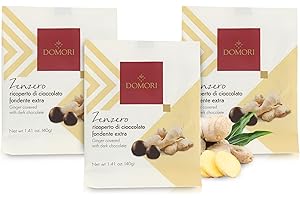 Domori Boules de Gingembre Confit Enrobées de Chocolat Noir - 40 Grammes (Lot de 3 pièces)