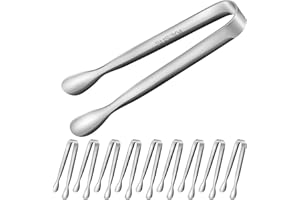 Homgaty 10 Pcs Pince a Sucre, Pince à Glaçons en Acier Inoxydable 304, Pince Bonbon Multifonction pour Candy Bar Glace Sucre Biscuit Buffet Grill Bar Cuisine