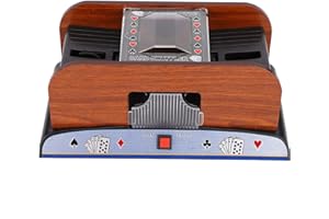 BHDD Barajador de cartas, resistente y fiable, de madera, eléctrico, silencioso, automático, con pilas, máquina barajadora de cartas, fácil de usar, para juegos de póquer familiar, póquer de 2 cubiertas