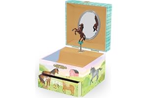 GIGGLE & HONEY Muzyczna Koń Szkatułka na biżuterię dla dziewczynek - Pozytywka z Tańczącym Końem dla dzieci