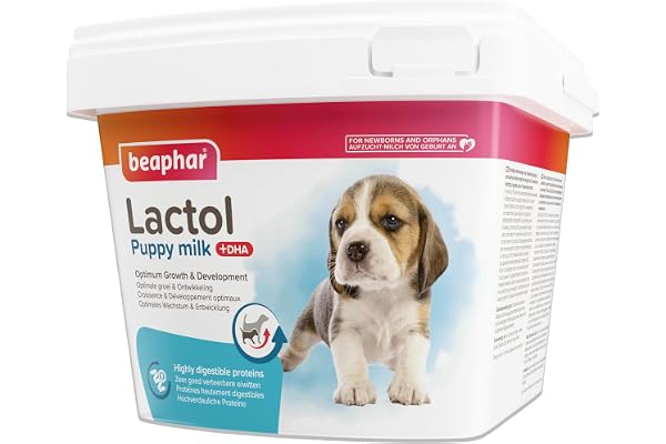 Beaphar – LACTOL – Lait maternisé pour Chiot en Poudre – Enrichi en DHA – Source de protéines de Haute qualité – pour Chiot Non sevré, Femelle gestante ou allaitante et Chien âgé ou Malade – 1 kg