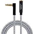 Cablecreation Audio Auxiliary Stereo Extension Cable 3.5mm Jack Male to Female for Phones, Headphones, Speakers, Tablets, PC, MP3 Player - 3Ft, Black & White