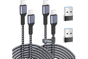 YISH Cavo USB C to USB C PD 65W：[2M+2M] Cavo USB Type C to Type C Ricarica Rapida 3A Nylon Intrecciato Cavetto USB C Compatibile con iPhone 16 15 Pro Max Samsung Galaxy S24 S23 Pixel Sony iPad MacBook