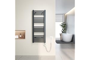 Heilmetz Radiador electrico 100x40 cm Secatoallas eléctrico con termostato Digital y función Temporizador, secatoallas electrico Antracita 300 W