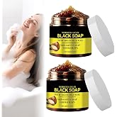 2pcs Morocco Black Soap,Morocco Black Soap with Argan and Rose,Morocco Black Soap,100% Organic Moroccan Black Soap,Morocco Bo