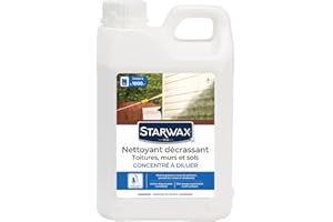 STARWAX - Nettoyant Décrassant pour Toitures, Murs, Sols Extérieurs - Surpuissant - Nettoie Graisses, Suies et Verdissures - Compatible Nettoyeurs Haute Pression - Fabriqué en France - 2L - 1000m²
