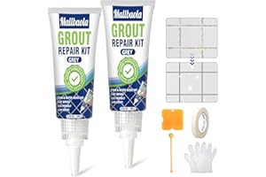 MALLBAOLA Tile Grout Repair Kit, 2 Pack Grey Grout Filler, Grout Reviver Bathroom Shower Kitchen Floor Tile, Fast Drying Tile Grout Paint, Restore & Renew Tile Joints Line, Gaps