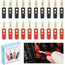 Set 25 Spine A Banana 4mm Placcate Oro - Per Altoparlanti, Amplificatori E Strumenti Audio