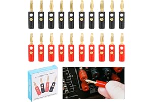 KEESIN 10 Pairs Banana Plug Gold Plated 4mm Audio Speaker Wire Cable Connector (Type A)