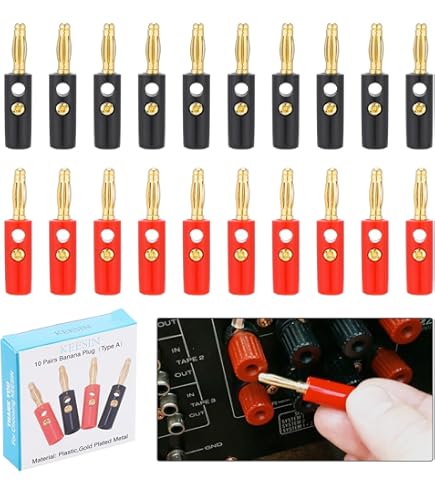 Sonero® Set Di 4 Connettori A Banana Angolati A 90°, Per Tutti I Cavi Degli Altoparlanti Con Un - Foto 6