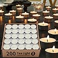 Ashlux Natural Palm Tea Lights Candles 200 Pack Bulk-6 Hours Long Time Burning, Natural Palm Wax Tealights[No Paranffin][Smokeless & Odorless] White Mini Tea Lite Emergency Candles