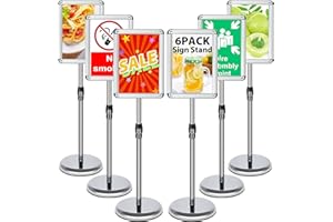 VAIIGO 6 Unidades Soporte Ajustable para Carteles A3 Aluminio | 360° Giratorio Soporte Publicitario e Información con Esquinas Redondeadas | Expositor para Menú, Publicidad, Poster, Bodas, Plateado