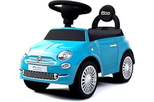 TURBO CHALLENGE - Fiat 500 - Camminatore - 119095 - Ruote Libere - Blu - Max 25 kg - Plastica - Batterie Non Incluse - Giocattolo per Bambini - Regalo - A partire dai 12 mesi