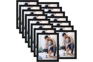 HORLIMER Juego de 15 Marcos de Fotos 15x20 Clásicos de Madera en Color Negro, Marco Fotos Multiple Puede Colocar de Manera Vertical u Horizontal en la Mesa o Colgarse en la Pared