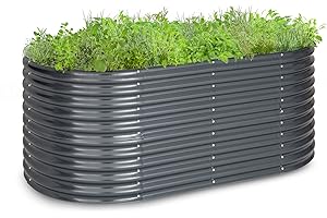 ‎BLUMFELDT blumfeldt Hochbeet, Großes Kräuterbeet Einfacher Aufbau, Garten & Balkon, Freistehendes Gemüsebeet für Blumen, Obst & Gemüse, aus Metall, Gartenbeet 200 x 80 x 100 cm, Grau