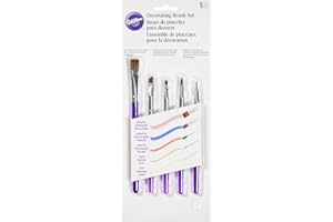 Wilton Decorating Brush Set/5, pennelli per Decorazione Torte, Cupcake e Biscotti, Strumenti per Cottura di Alimenti, Glassa Torta - Set/5