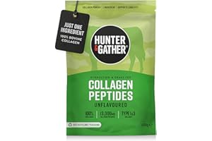 Hunter & Gather Grass Fed Bovine Collagen Powder 400g | Pure Unflavoured Premium Hydrolysed Bovine Collagen Peptides Powder for Hair Skin Nails Muscles | Collagen Supplements for Women and Men