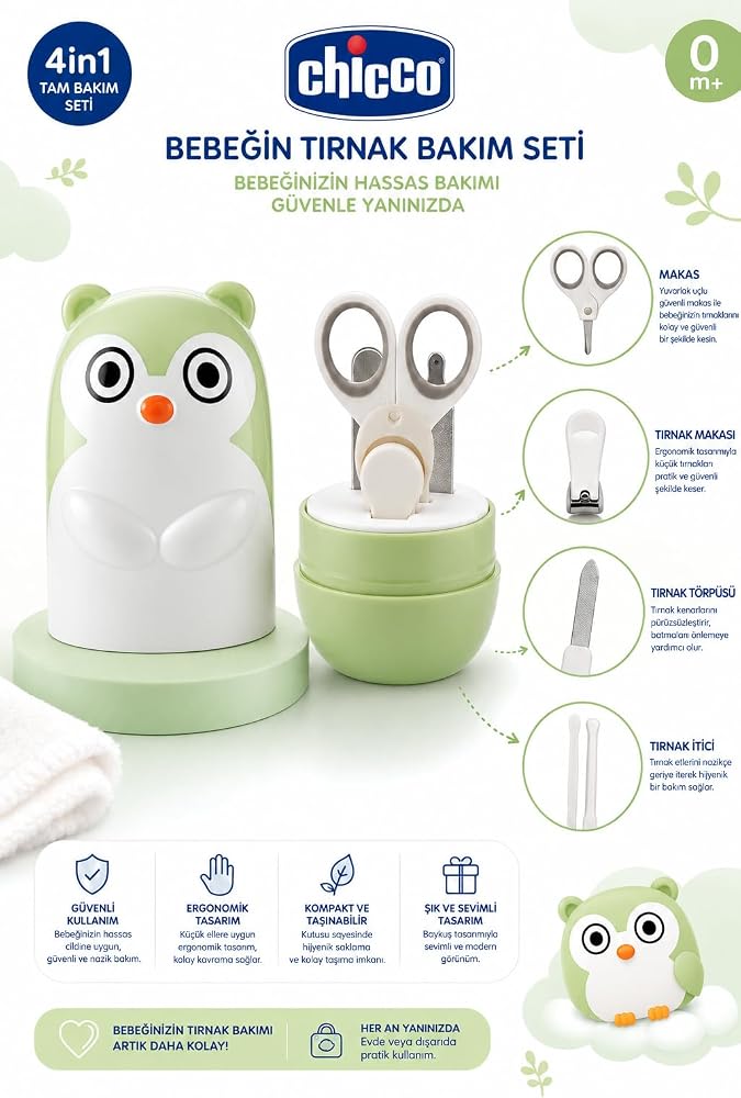 Chicco Bebek Tırnak Bakım Seti-Baykuş Yeşil