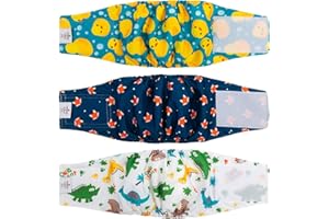 CuteBone Pannolini Lavabili Per Cuccioli Di Cane Maschio Avvolgente Pancia 3 Pezzi A Confezione Dm02S Anatra & Dino & Volpe DM02S-IT
