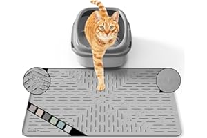 OHMO Tapis Litiere Chat en Silicone Caoutchouc(60 * 40cm), Facile à Nettoyer, Imperméable et Antidérapant, Tapis pour bac a Litiere chat