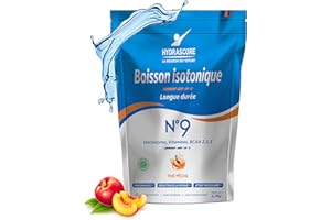 Hydrascore N°9 - Thé Pêche 1200 g - Nouvelle Recette - Boisson Isotonique Énergétique pour Sportifs - Running, Vélo, Triathlon - Énergisante & Hydratante - Électrolytes Hydratation & BCAA - H1034