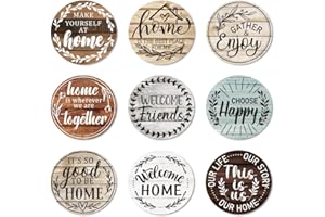 ANATTASOUL 9 Pièces Dessous de Verre Peinture, Bénédictions sous Verres Peinture Coasters, sous-Verres en Bois Couleurs, Été Dessous de Verre Rond pour Maison, Bar, Bureau