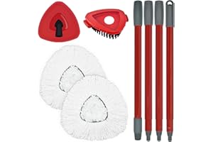YUUNAIE Accesorios para Fregonas Cabezas de Fregona de Repuesto, Recambios de Mopas para Vileda Turbo Juego de Cabezal de Microfibra, Base, Cepillo y Mangos de Repuesto para EasyWring Spin Mop