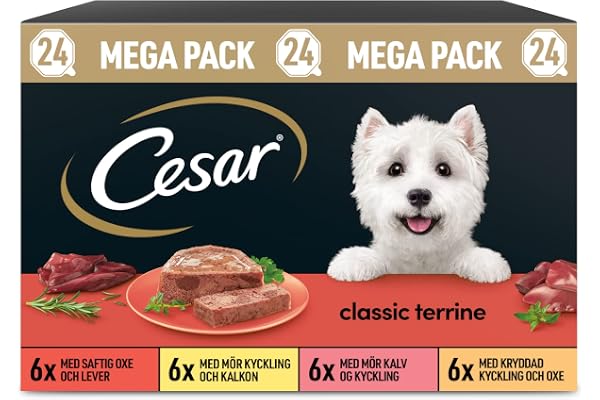 Cesar Classic Terrine Våtfoder för Hundar, Mixad Selektion på Limpa 24-pack - 24x150g
